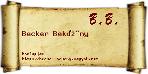 Becker Bekény névjegykártya